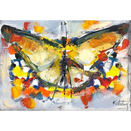 Kelebeğin Renkleri Yağlı Boya Tablosu