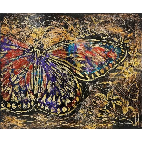Colorful Wings of a Butterfly Oil Painting