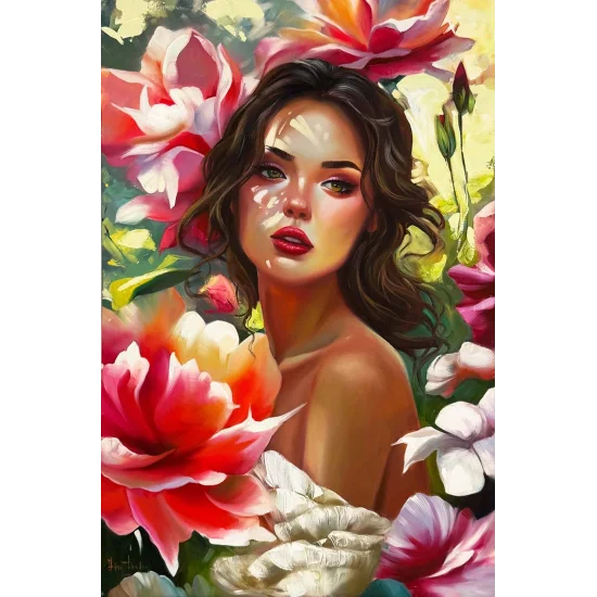 Kır Çiçeklerinin Kızı Yağlı Boya Tablosu