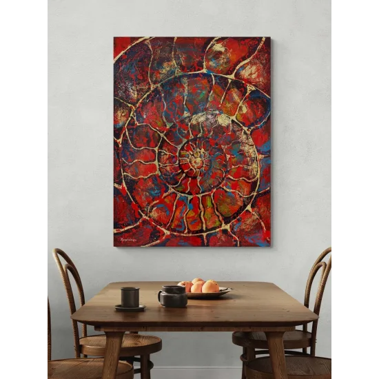 Kırmızı Ammonit Yağlı Boya Tablosu