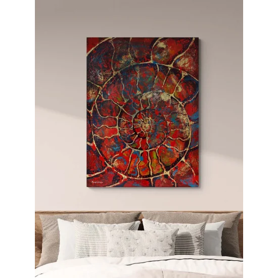 Kırmızı Ammonit Yağlı Boya Tablosu