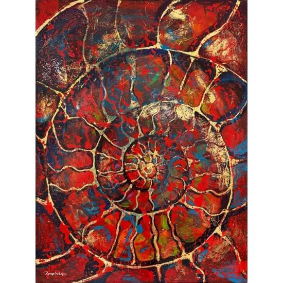 Kırmızı Ammonit Yağlı Boya Tablosu