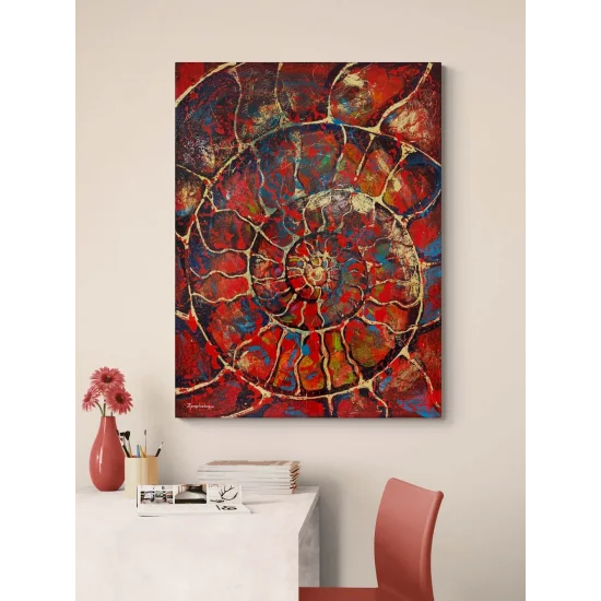 Kırmızı Ammonit Yağlı Boya Tablosu
