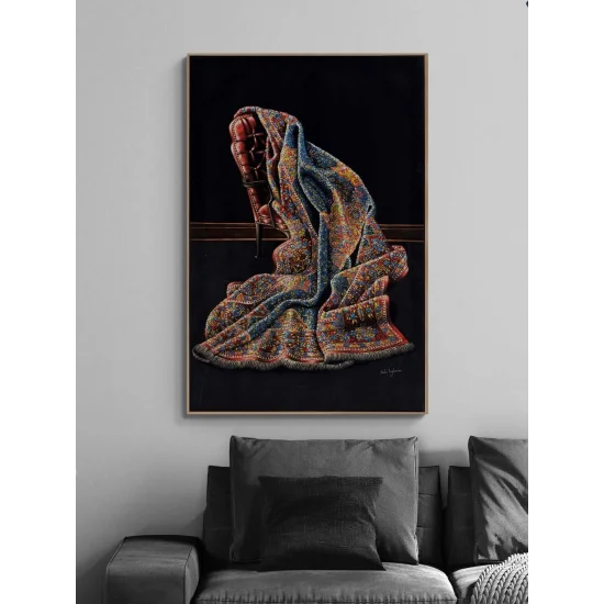 Kırmızı Koltuk ve Halı Yağlı Boya Tablosu