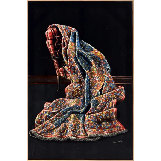 Kırmızı Koltuk ve Halı Yağlı Boya Tablosu