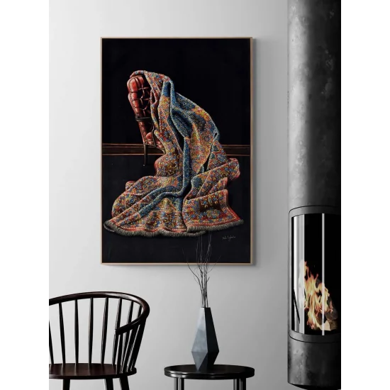 Kırmızı Koltuk ve Halı Yağlı Boya Tablosu