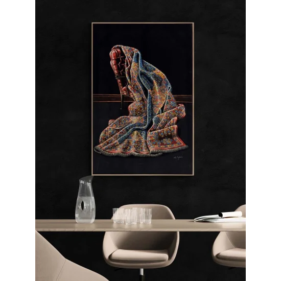 Kırmızı Koltuk ve Halı Yağlı Boya Tablosu