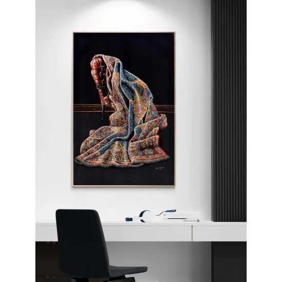 Kırmızı Koltuk ve Halı Yağlı Boya Tablosu