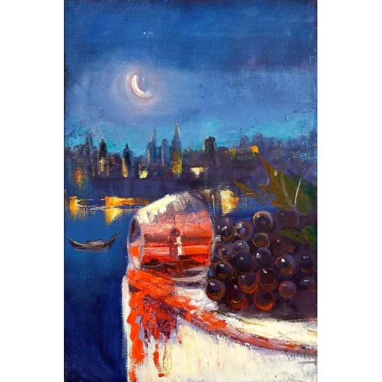 Kırmızı Şarap Rüyası Yağlı Boya Tablosu