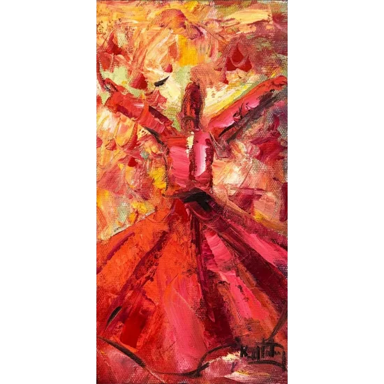 Kırmızı ve Semazen Yağlı Boya Tablosu