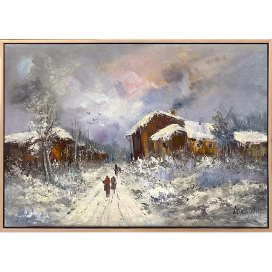 Silence Walking into Winter Oil Painting