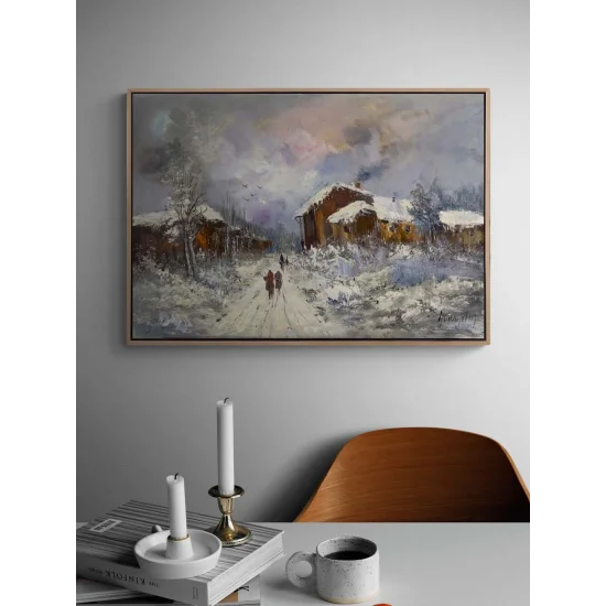 Silence Walking into Winter Oil Painting