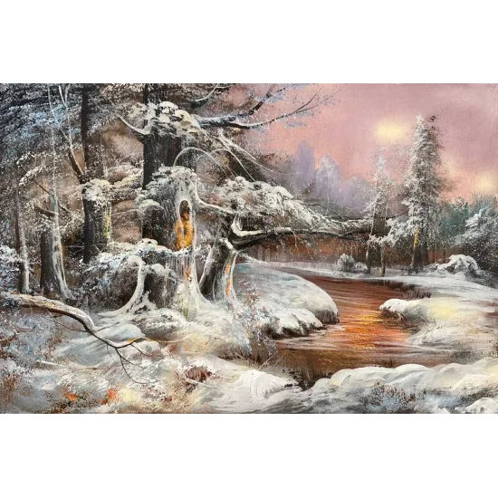 Kışın Büyüsü Yağlı Boya Tablosu