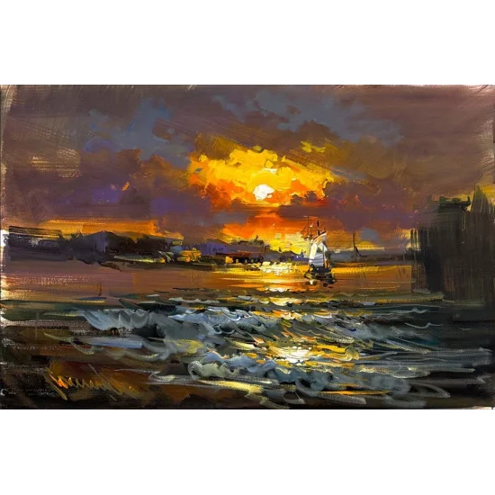 Kıyıdan Bir Hatıra Yağlı Boya Tablosu