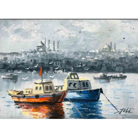 Kıyıya Vuran İstanbul Yağlı Boya Tablosu