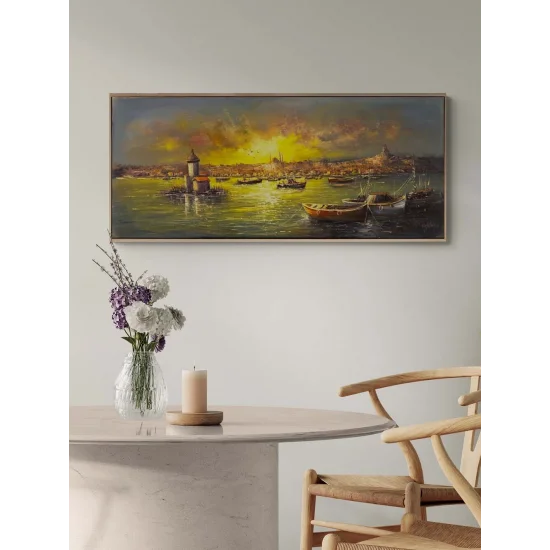 Kız Kulesi Liman Hatırası Yağlı Boya Tablosu