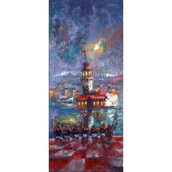 Kız Kulesinde Oyun Yağlı Boya Tablosu