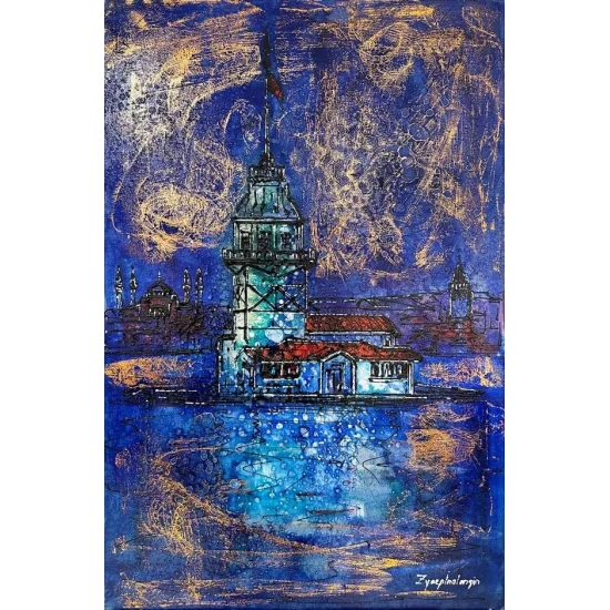 Kız Kulesi Perspektifi Yağlı Boya Tablosu