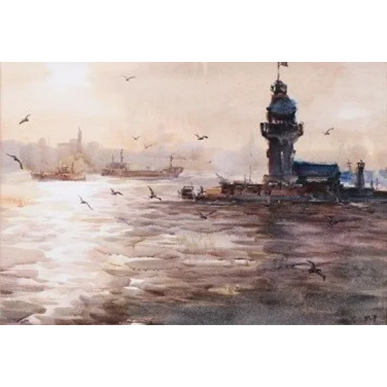 Kız Kulesi | Sulu Boya Tablo