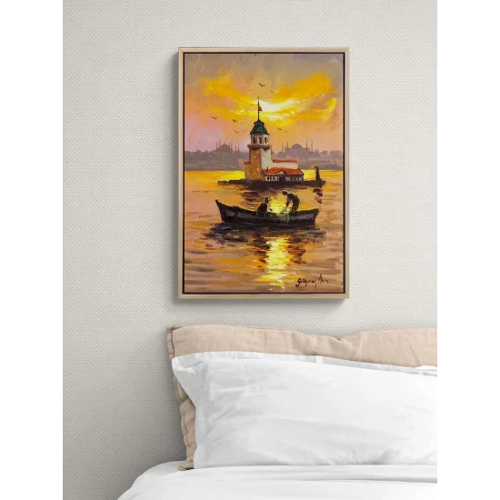 Kız Kulesi Turuncusu Yağlı Boya Tablosu