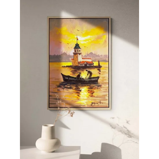 Kız Kulesi Turuncusu Yağlı Boya Tablosu