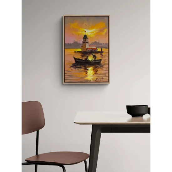 Kız Kulesi Turuncusu Yağlı Boya Tablosu