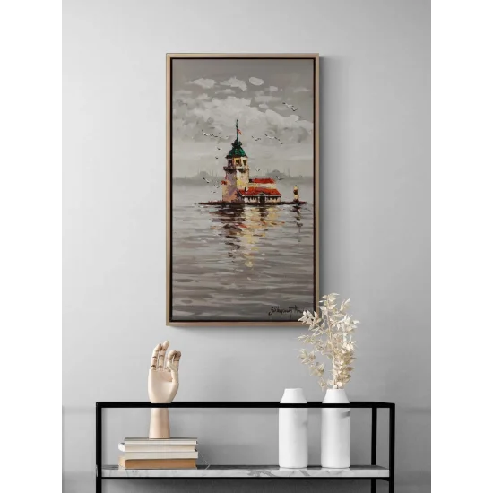 Kız Kulesinde Akşam Yağlı Boya Tablosu