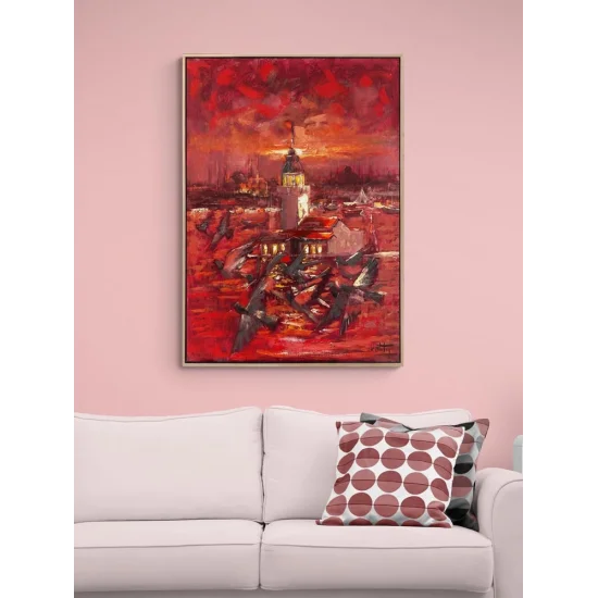 Crimson Sunset Oil Painting