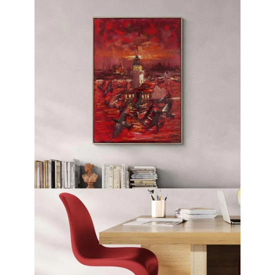 Crimson Sunset Oil Painting