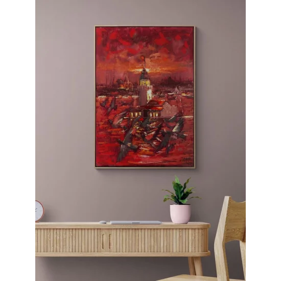 Crimson Sunset Oil Painting