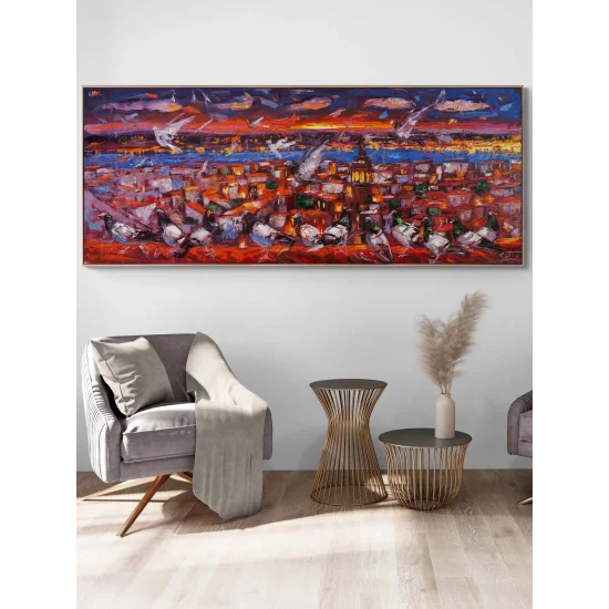 Kızıl Saatte İstanbul Yağlı Boya Tablosu