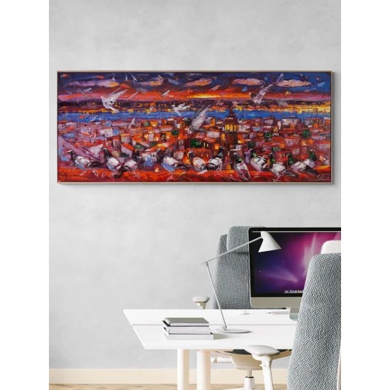 Kızıl Saatte İstanbul Yağlı Boya Tablosu