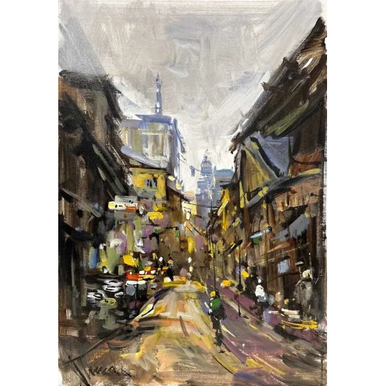 Köy Kasabasında Pazartesi Sabahı Yağlı Boya Tablosu