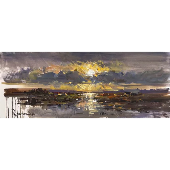 Köyde Gün Doğumu Yağlı Boya Tablosu