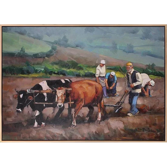 Farmer in the Village Oil Painting