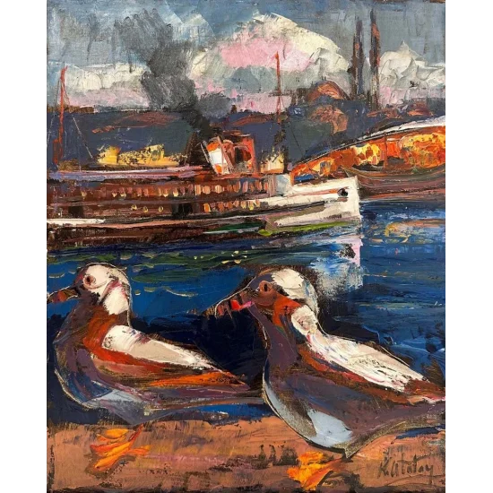 Passing of The Ship Through The Gaze of Birds Oil Painting