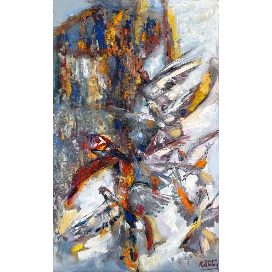 Kuşların Düşü Yağlı Boya Tablosu