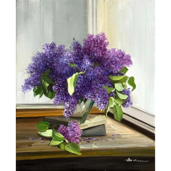 Leylakların Arasında Yağlı Boya Tablosu