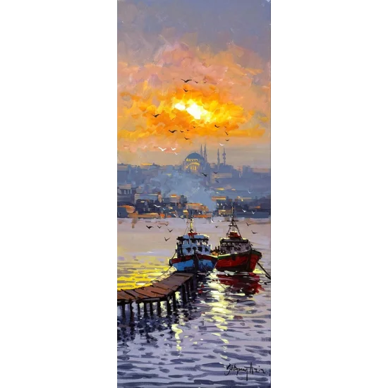 Martılarla İstanbul Yağlı Boya Tablosu