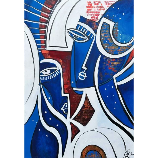 Masked Faces Oil Painting