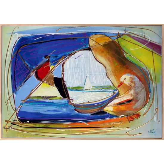 Mavi Göl ve Ördek Yağlı Boya Tablosu