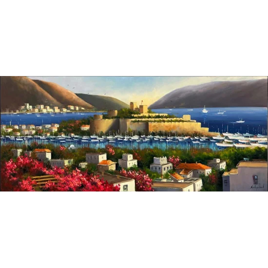 Mavi Suların Kalesi Yağlı Boya Tablosu