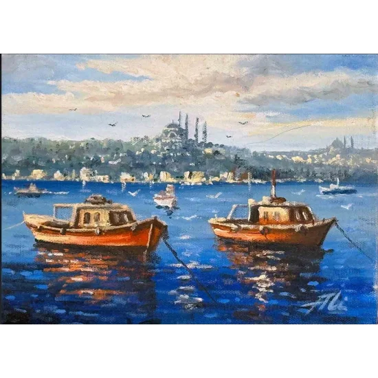 Mavi Suların Yolcuları Yağlı Boya Tablosu