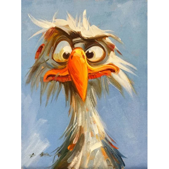 Meraklı Kuş Yağlı Boya Tablosu