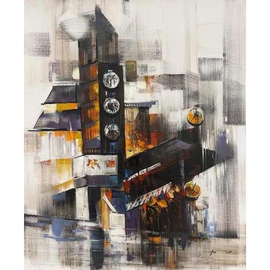 Modern Clock Tower Oil Painting