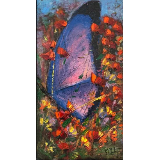 Mor Kelebeğin Rüyası Yağlı Boya Tablosu