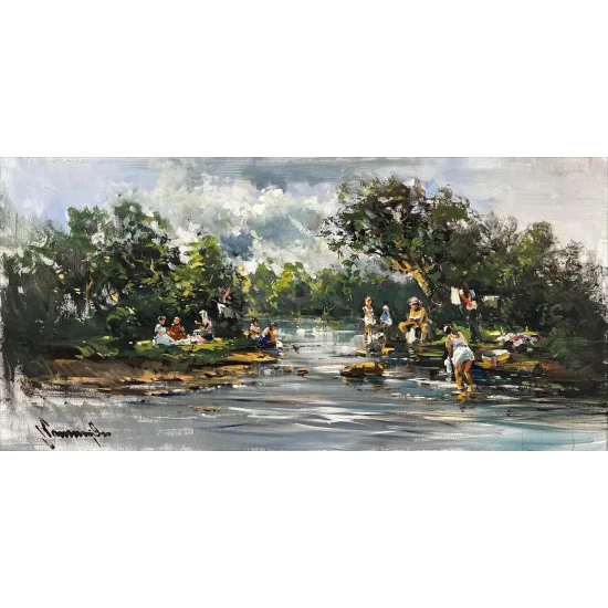 By the Riverbank Oil Painting