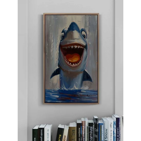 Neşeli Köpek Balığı Yağlı Boya Tablosu