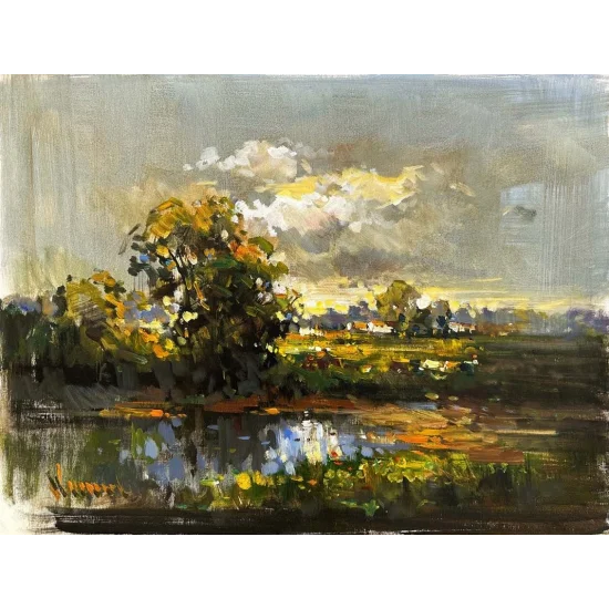 Forest Lake Oil Painting