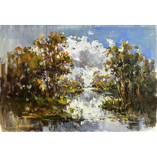 The River in the Forest Oil Painting